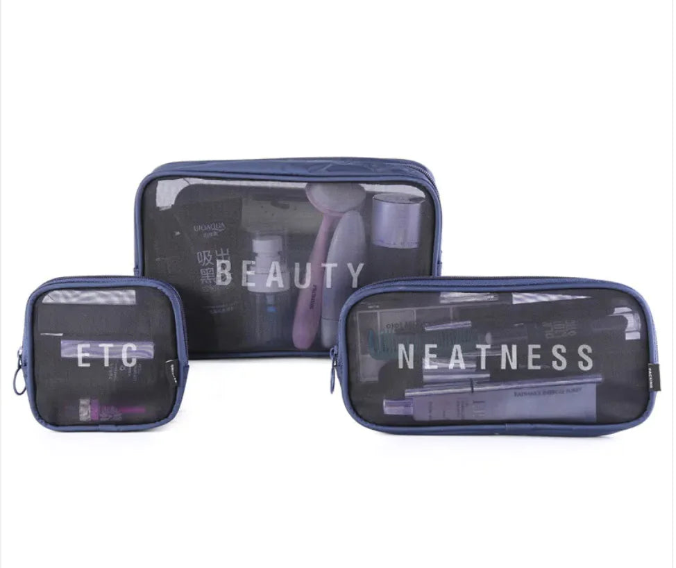 Large-Capacity Mesh Cosmetic Storage Bag – Portable Makeup Brush Organizer