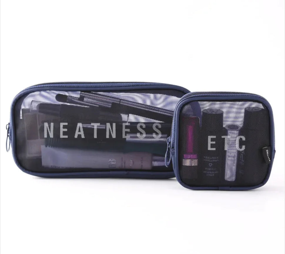 Large-Capacity Mesh Cosmetic Storage Bag – Portable Makeup Brush Organizer