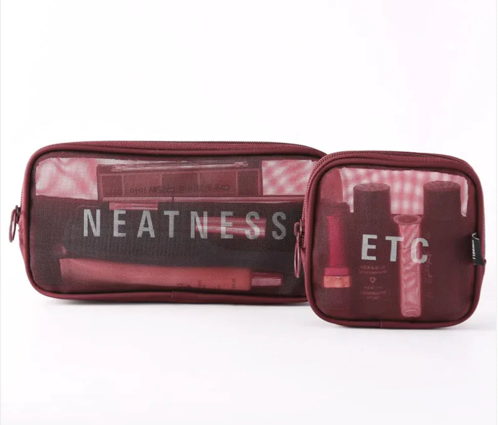 Large-Capacity Mesh Cosmetic Storage Bag – Portable Makeup Brush Organizer