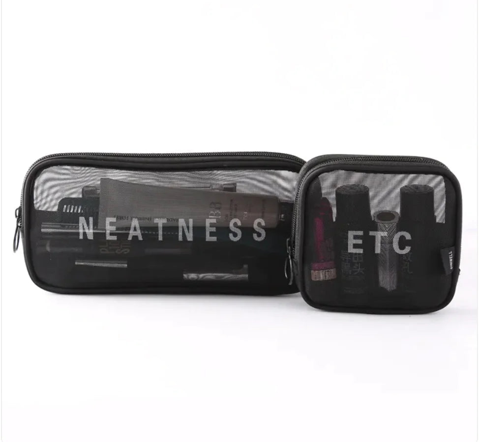 Large-Capacity Mesh Cosmetic Storage Bag – Portable Makeup Brush Organizer