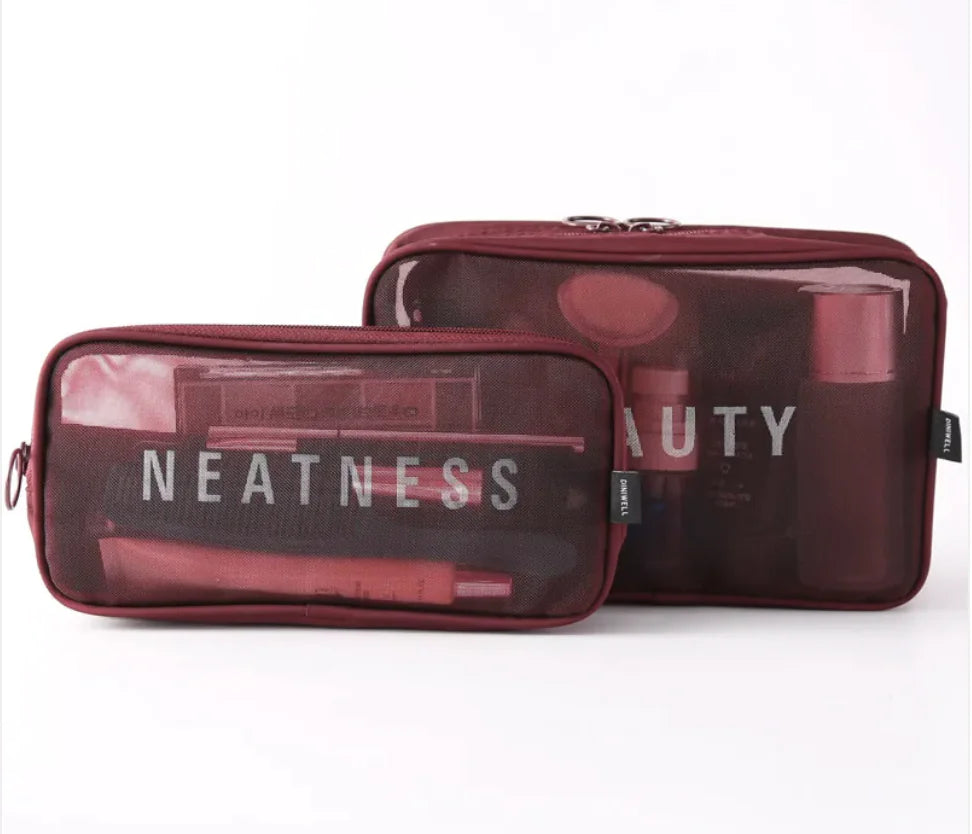 Large-Capacity Mesh Cosmetic Storage Bag – Portable Makeup Brush Organizer