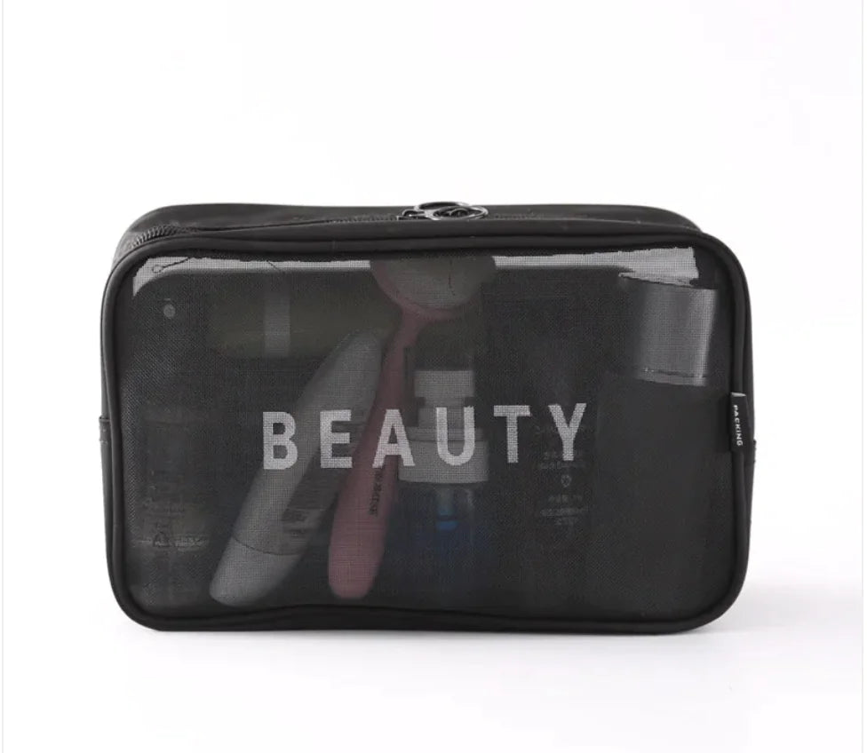 Large-Capacity Mesh Cosmetic Storage Bag – Portable Makeup Brush Organizer