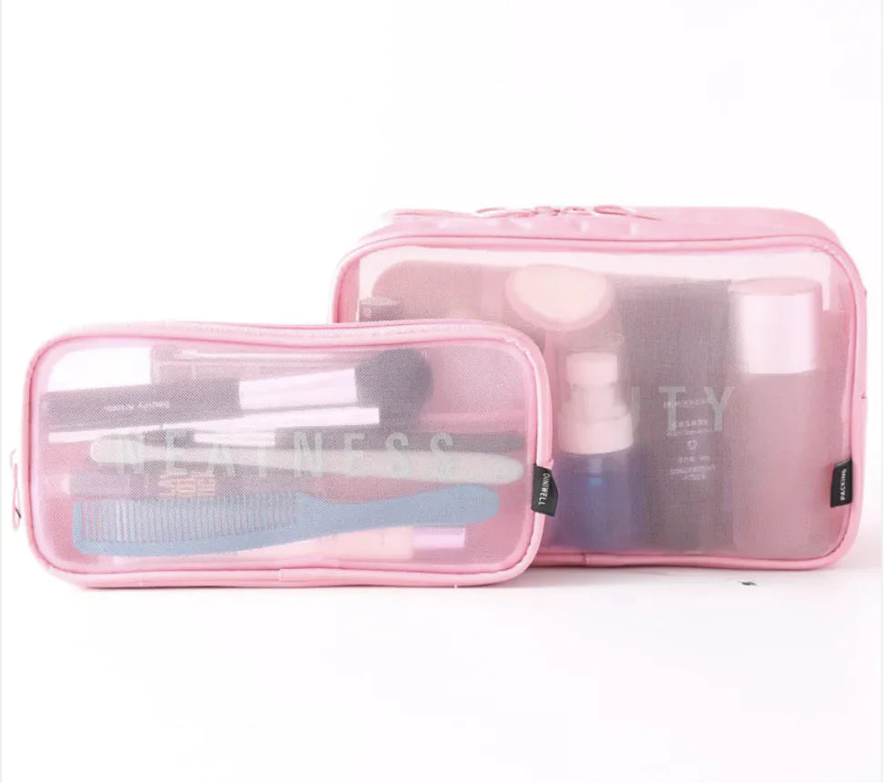 Large-Capacity Mesh Cosmetic Storage Bag – Portable Makeup Brush Organizer