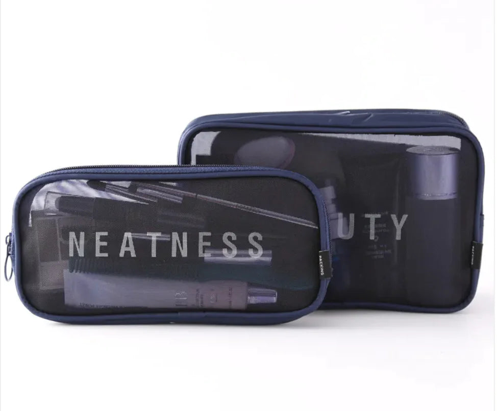 Large-Capacity Mesh Cosmetic Storage Bag – Portable Makeup Brush Organizer