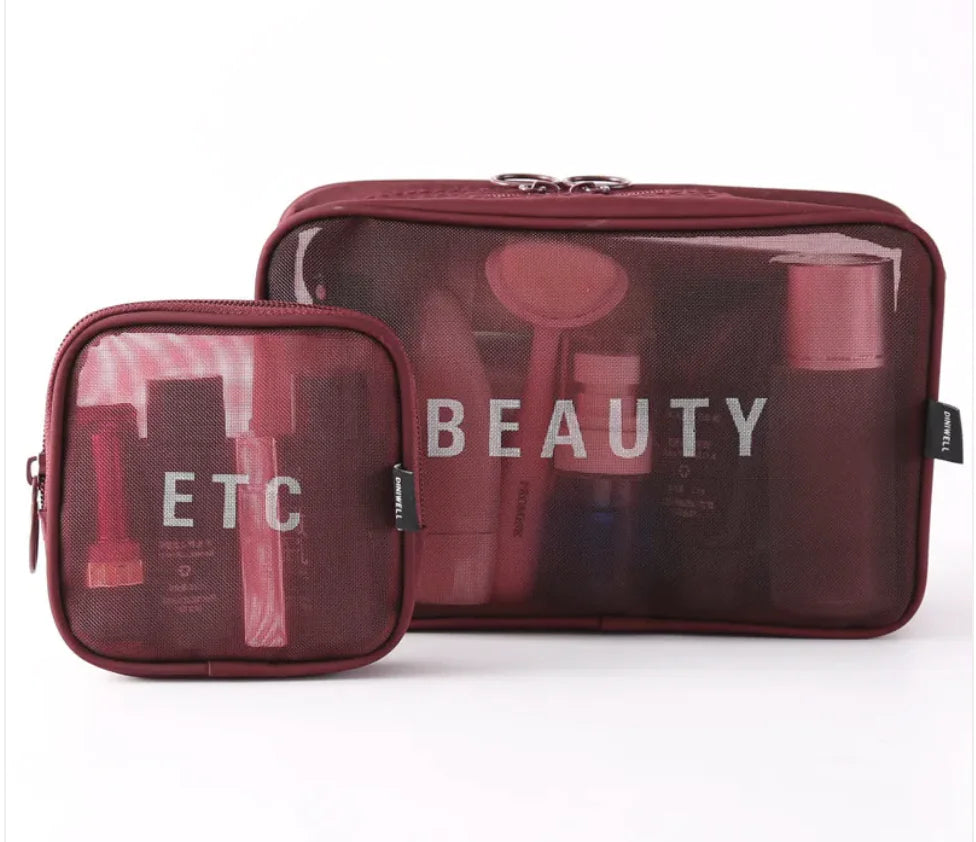Large-Capacity Mesh Cosmetic Storage Bag – Portable Makeup Brush Organizer