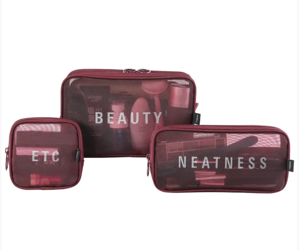 Large-Capacity Mesh Cosmetic Storage Bag – Portable Makeup Brush Organizer