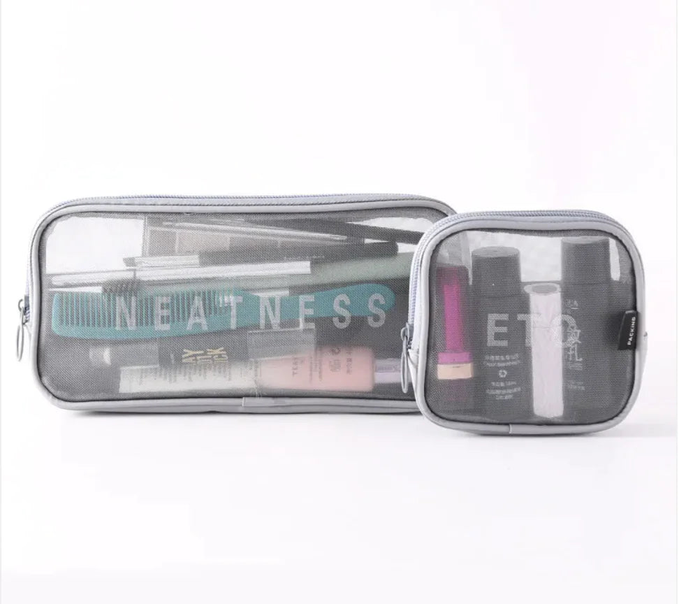 Large-Capacity Mesh Cosmetic Storage Bag – Portable Makeup Brush Organizer